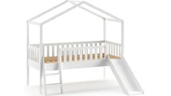 New Halfhoogslaper Dallas als huis met glijbaan Bedhuisje|Kinderbed