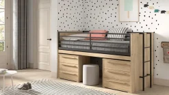 Best Halfhoogslaper Sam met commode 3 laden Halfhoogslaper|Kinderbed