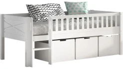 New Halfhoogslaper Scott met trap, glijbaan en 3 opbergladen Halfhoogslaper|Kinderbed