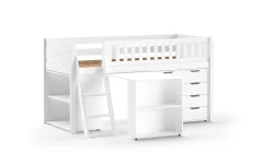 Best Halfhoogslaper Scott met bureau, boekenkast en commode Halfhoogslaper|Kinderbed