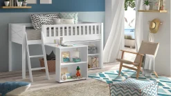 Sale Halfhoogslaper Scott met bureau en boekenkast Halfhoogslaper|Kinderbed