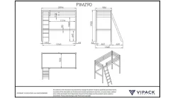 Clearance Hoogslaper Pino mezzanine met boekenkast Hoogslaper|Kinderbed