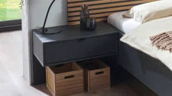 Discount Nachtkast Basalt met 1 lade en achterwand paneel Nachtkastje