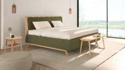 Best ® Bed Design met hoofdbord Lines, Ergo smart base, Pro Luxe matrassen, 2 nachttafels en voetenbank Compleet Bed
